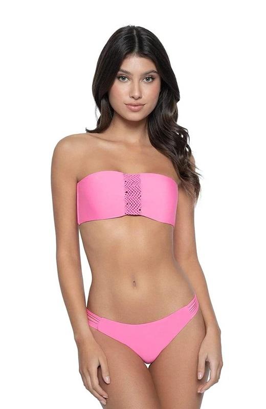 NWTD Pilyq Erika Bandeau S Pink Topaz Bikini Swim Top 129826