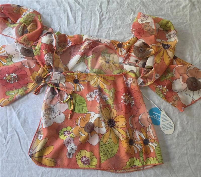 NWT Wet LA XS S Leslie Retro Floral Swim Cover Up Sheer 129827