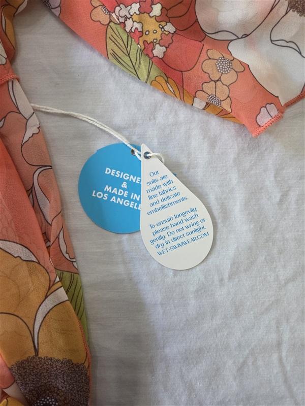 NWT Wet LA XS S Leslie Retro Floral Swim Cover Up Sheer 129827
