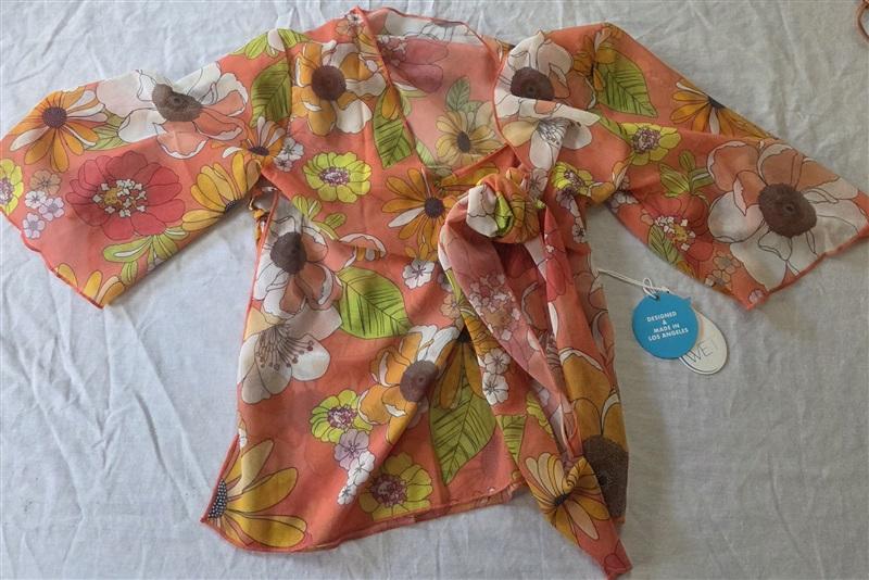NWT Wet LA XS S Leslie Retro Floral Swim Cover Up Sheer 129827