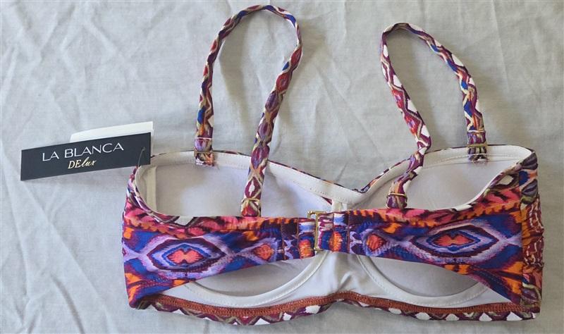 NWT La Blanca Kariza 34D Shirred Bandeau Bikini Swim Top 129828