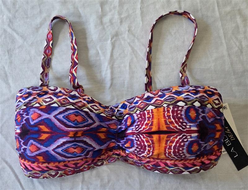 NWT La Blanca Kariza 34D Shirred Bandeau Bikini Swim Top 129828