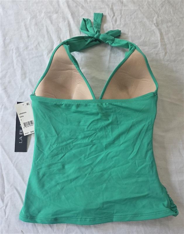 NWT La Blanca 4 Island Goddess Halter Tankini Top Swimsuit Top Green 129831