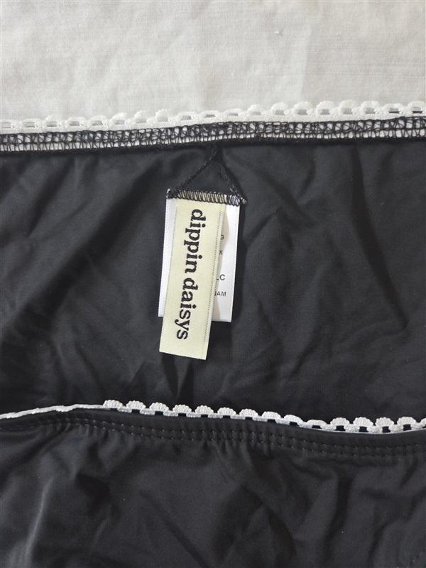 NWOT Anthropologie Dippin' Daisy's L Black White Bows Bikini Bottom 129833