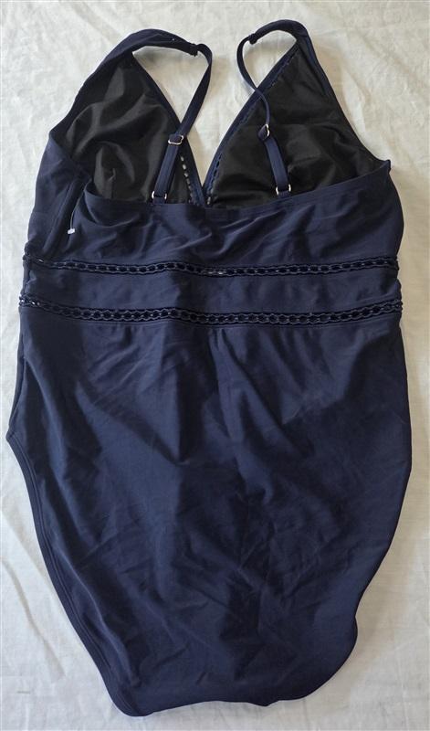 NWOT Swimsuits For All 16 V Neck Open Lace Blue 1pc Suit 129834