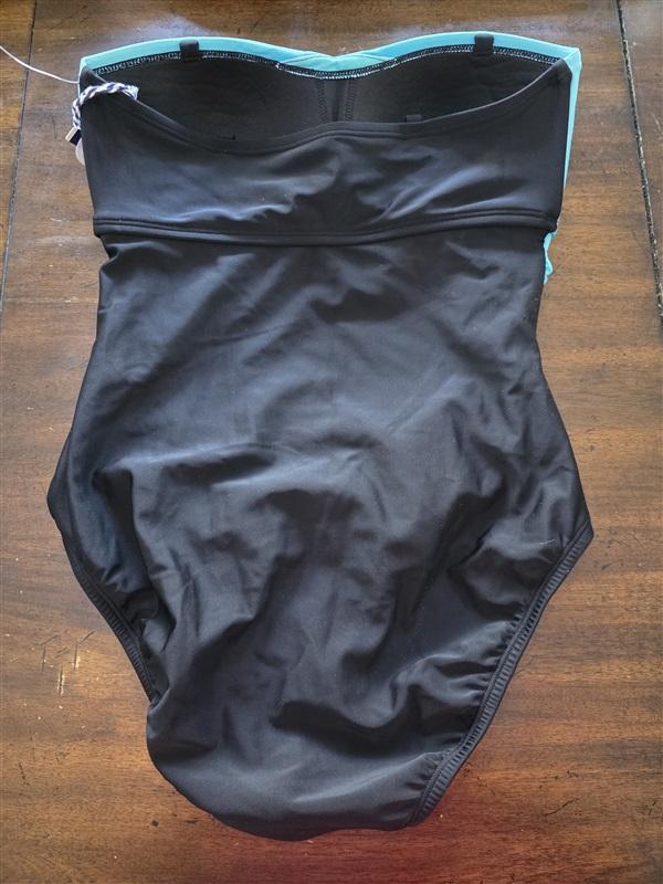 NWOT Sonnet Shores 6 Shirred Ombre Bandeau 1PC Swimsuit Blue 129837