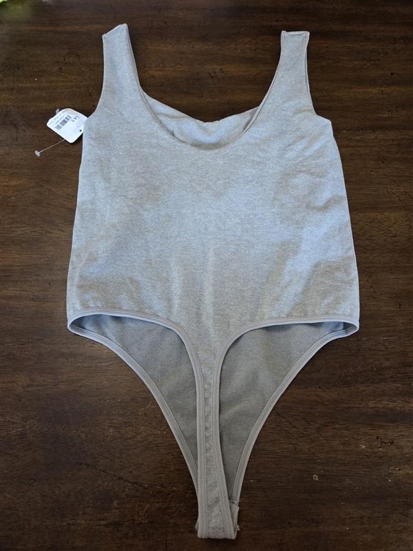 NWT Free People M/L Tank Sleeveless Bodysuit Thong Gray 129875