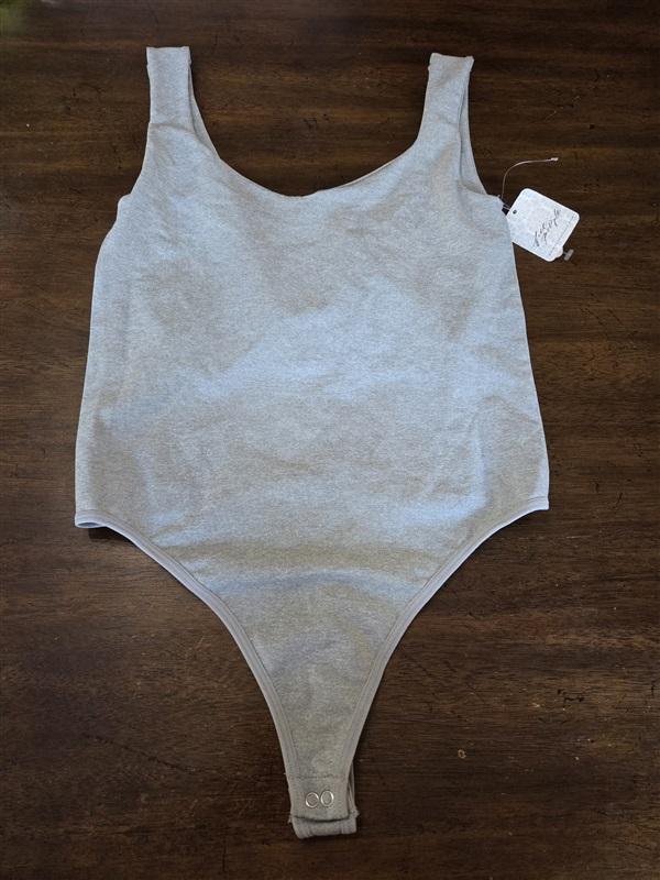NWT Free People M/L Tank Sleeveless Bodysuit Thong Gray 129875