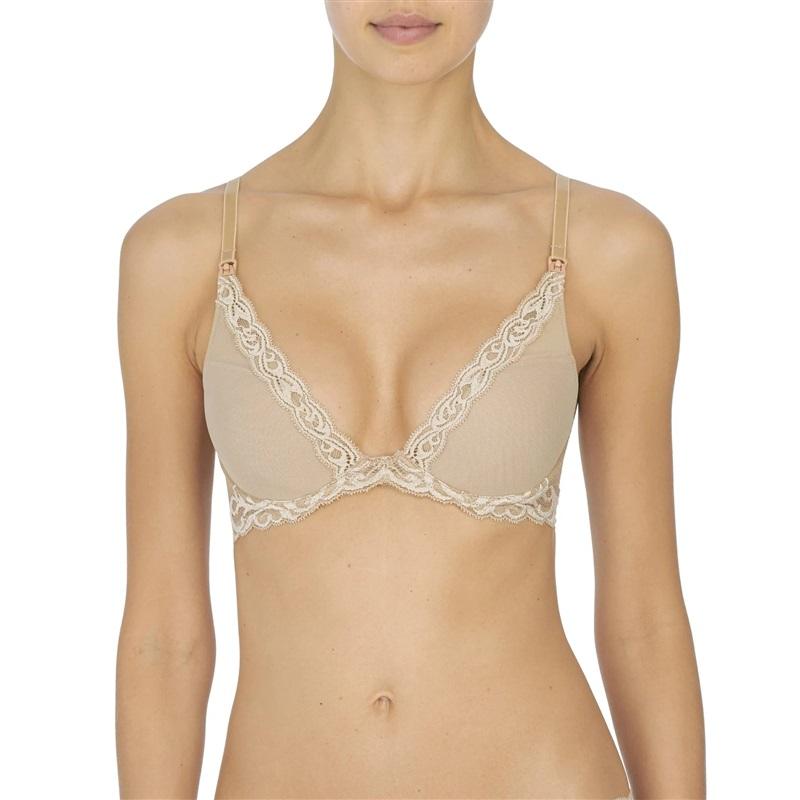 NWOT Natori 34D Feathers Lace Plunge Nursing T-Shirt Bra 730023M 129880