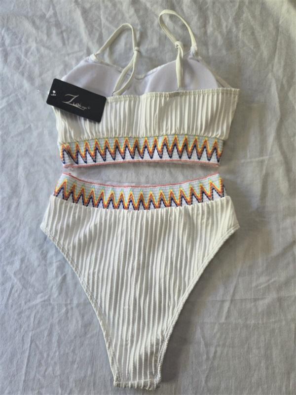 NWT BMJL S Push Up Top High Waist Bottom Bikini Set White 129881