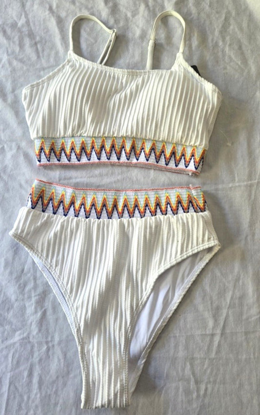 NWT BMJL S Push Up Top High Waist Bottom Bikini Set White 129881