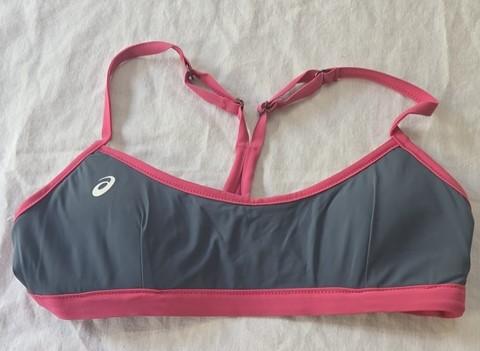 NWT Asics S Kaitlyn Racerback Reversible Sports Bra Pink Gray 129884