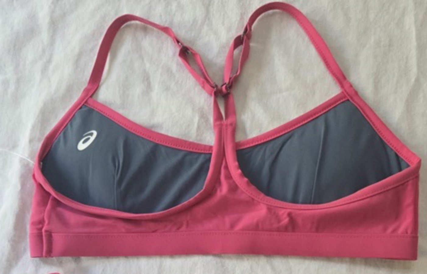 NWT Asics S Kaitlyn Racerback Reversible Sports Bra Pink Gray 129884