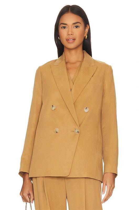 NWOT Vince 0 Drapey Tencel Blazer Amber Wave Double Breasted 129885