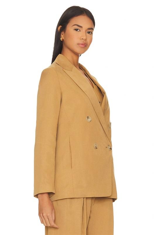 NWOT Vince 0 Drapey Tencel Blazer Amber Wave Double Breasted 129885