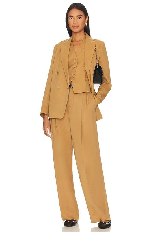 NWOT Vince 0 Drapey Tencel Blazer Amber Wave Double Breasted 129885