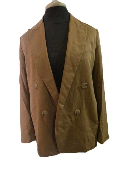 NWOT Vince 0 Drapey Tencel Blazer Amber Wave Double Breasted 129885