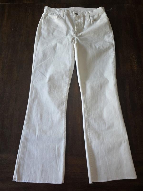 NWOT Pistola 27 Presley High Rise Jeans White Denim Crop Distressed Hem 129886
