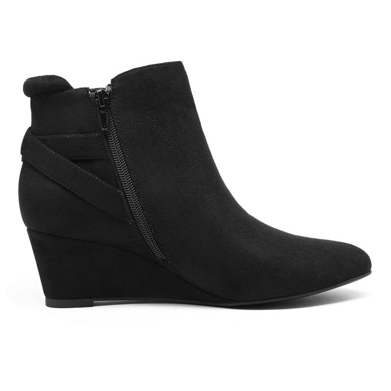 NWOT Dreampair 7.5 Pointed Toe Wedge Heel Ankle Booties Black 129890