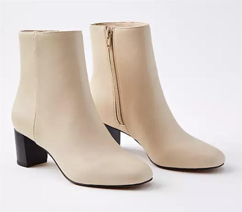NWOT Loft 8.5 Almond Toe Block Heel Ankle Boot Booties Cream 129891