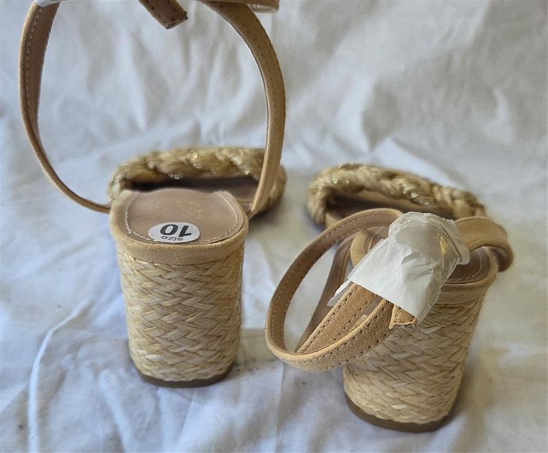 NWOT New York & Company 10 Elissa Braided Heeled Sandal Wrap Ankle 129894