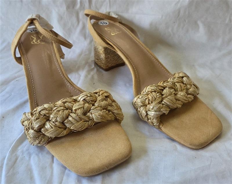 NWOT New York & Company 10 Elissa Braided Heeled Sandal Wrap Ankle 129894