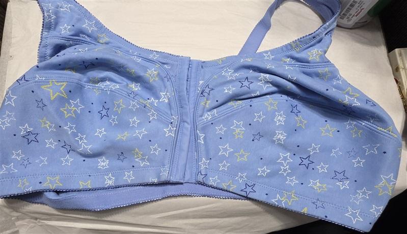 NWOT Comfort Choice 48D Wirefree Front Hook Seamless Bra Blue Stars 129910