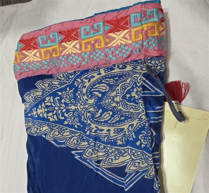 NWT Johnny Was Lux Christmas Reversible Stocking Embroidered Ribbon 129912