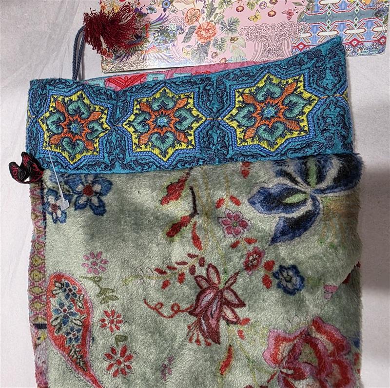 NWT Johnny Was Lux Christmas Reversible Stocking Embroidered Ribbon 129912