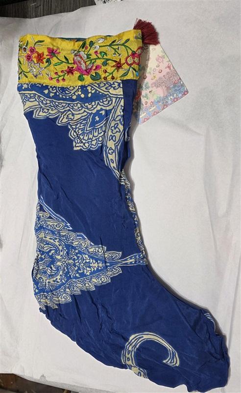 NWT Johnny Was Lux Christmas Reversible Stocking Embroidered Ribbon 129913
