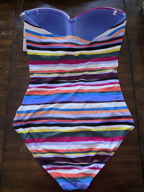 NWTd Anne Cole 14 Strapless Live In Color Twist Front Bandeau 1PC Stripe 129921