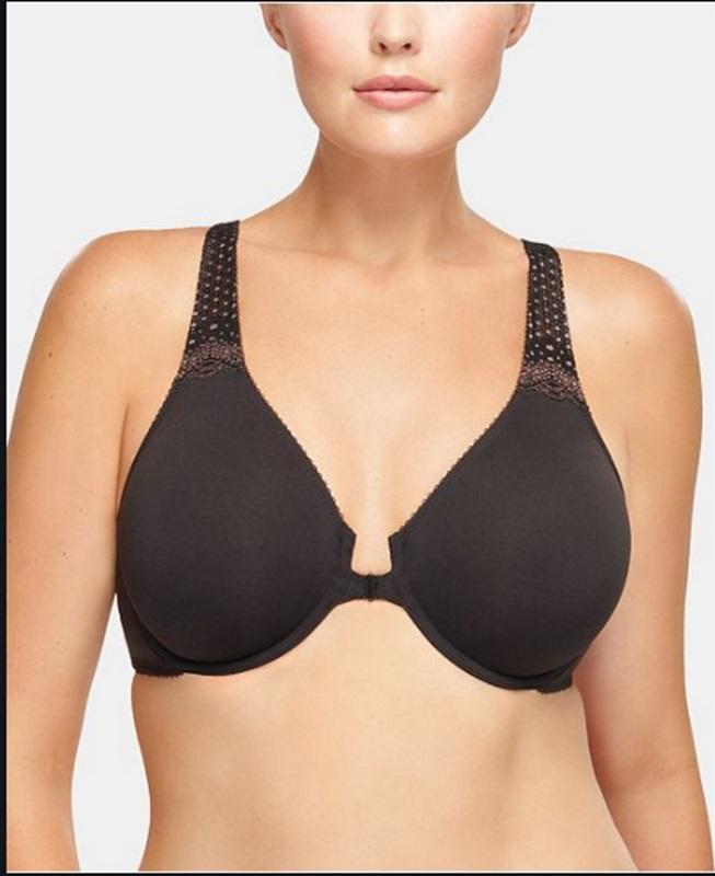 NWT Wacoal 36B Soft Embrace Lace Detail Front-Close Bra 851311 Black 129924