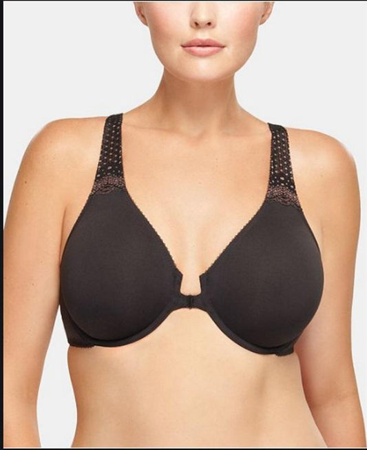 NWT Wacoal 36B Soft Embrace Lace Detail Front-Close Bra 851311 Black 129924