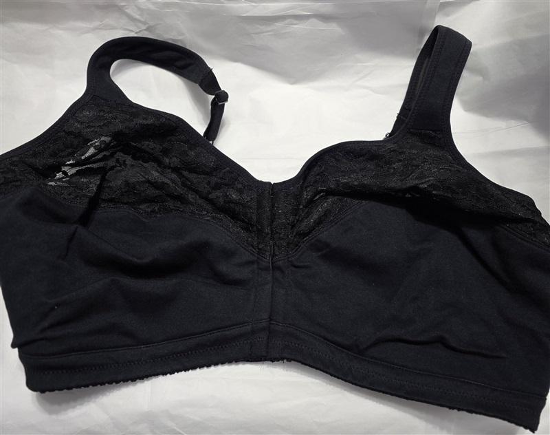 NWT Comfort Choice 50DDD Wirefree Front Hook Lace Seamless Bra Black 129932