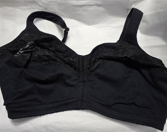 NWT Comfort Choice 50DDD Wirefree Front Hook Lace Seamless Bra Black 129932