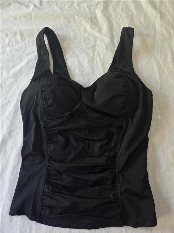 NWT Swimsuits For All 10 Pleated Front Tankini Top Black 129937