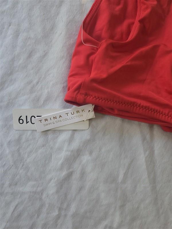 NWT Trina Turk 12 Solid Knot Deep V Bikini Top Red 129939