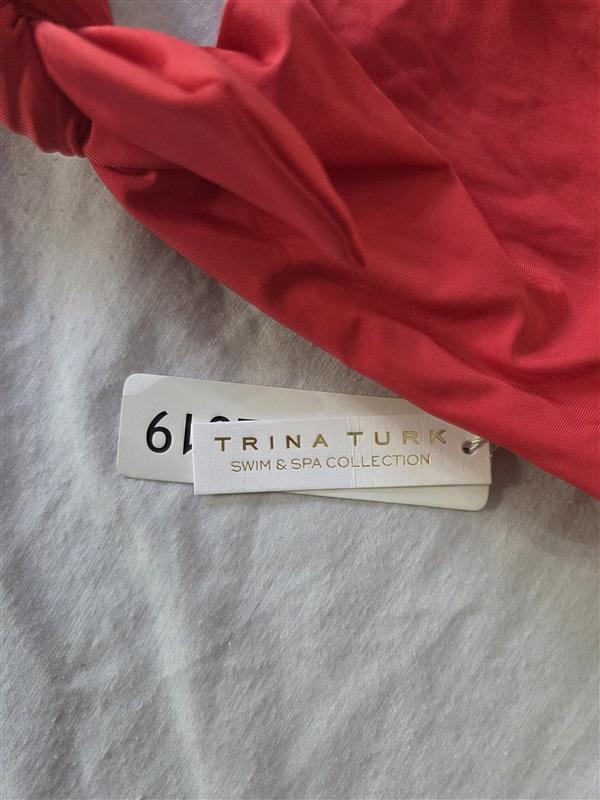 NWT Trina Turk 12 Solid Knot Deep V Bikini Top Red 129939