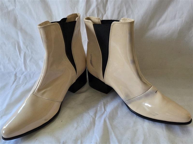 NWOTD Urban Outfitters Polo Patented Leather Chelsea Ankle Boots Beige 129955