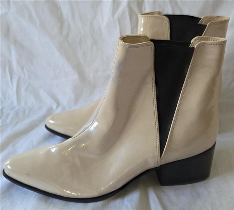 NWOTD Urban Outfitters Polo Patented Leather Chelsea Ankle Boots Beige 129955