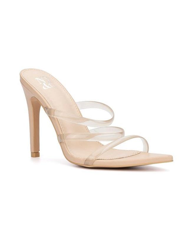 NWOT New York & Co 8 Biana Slide Heeled Sandal Nude Jelly Strappy 129956