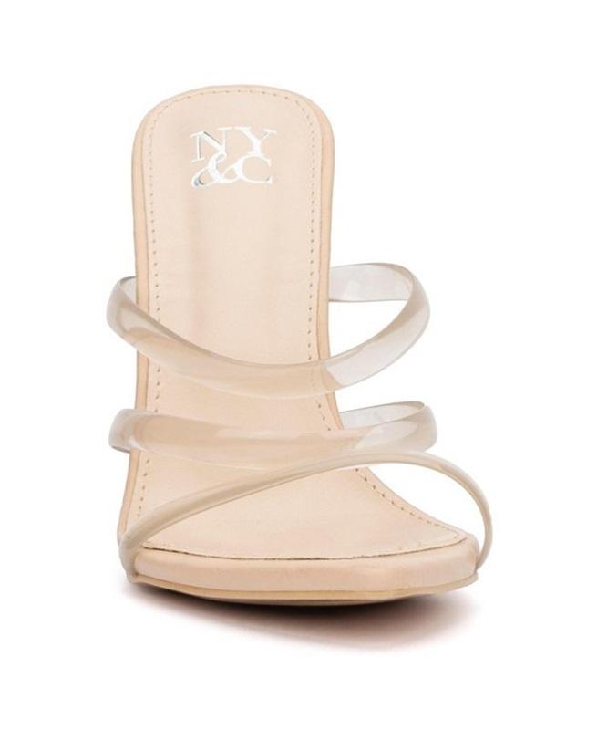 NWOT New York & Co 8 Biana Slide Heeled Sandal Nude Jelly Strappy 129956