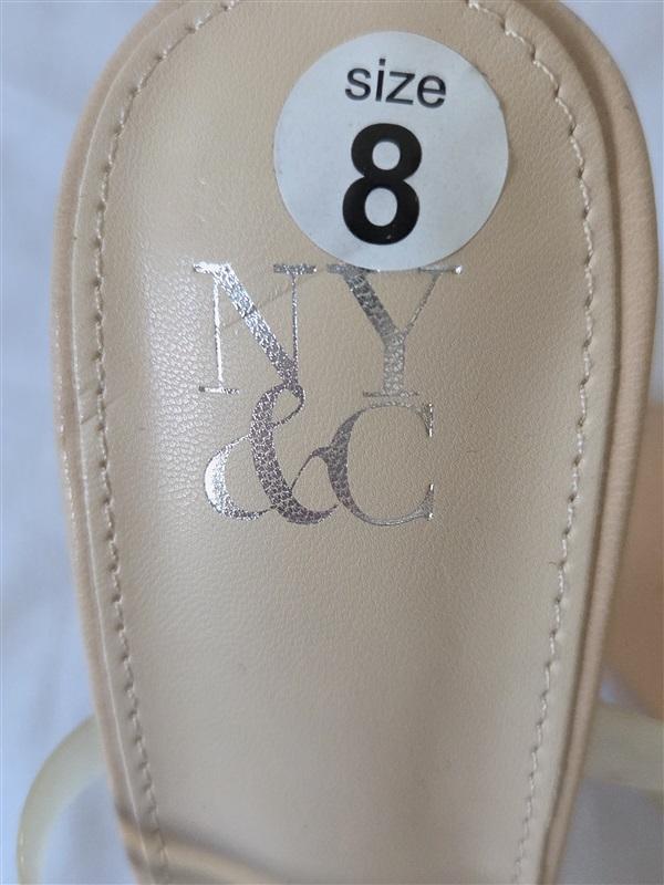 NWOT New York & Co 8 Biana Slide Heeled Sandal Nude Jelly Strappy 129956