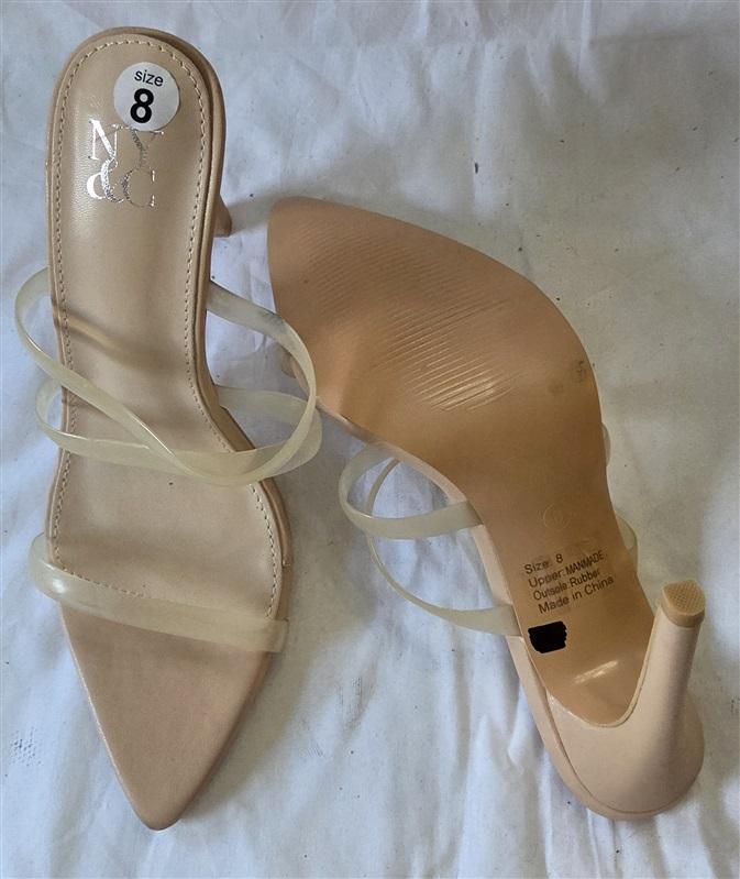 NWOT New York & Co 8 Biana Slide Heeled Sandal Nude Jelly Strappy 129956