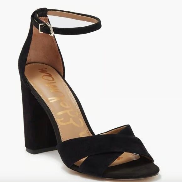 NWOT Sam Edelman 9 Yancy Sculptural Faux Suede Heel Ankle Strap Sandals 129957