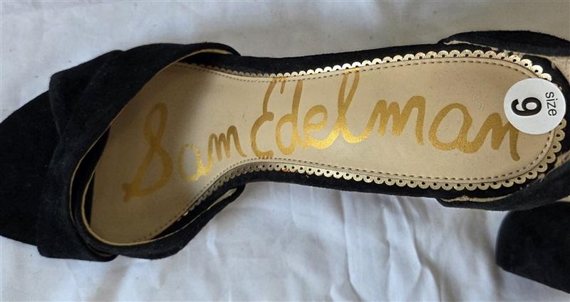 NWOT Sam Edelman 9 Yancy Sculptural Faux Suede Heel Ankle Strap Sandals 129957