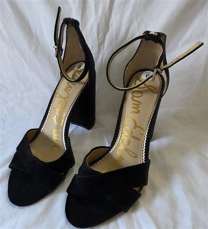 NWOT Sam Edelman 9 Yancy Sculptural Faux Suede Heel Ankle Strap Sandals 129957