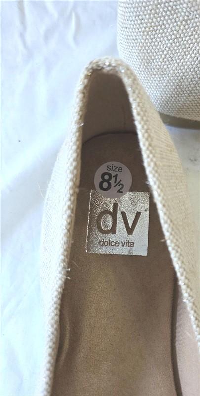 NWOT DV Dolce Vita 8.5 Mick Woven Ballerina Flats Ivory Tan Gold 129961