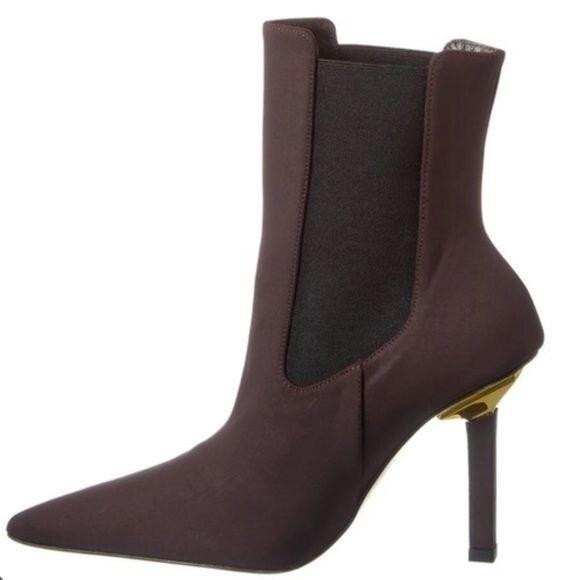 NWOT Good American 11 High Kickstand Bootie Pointed Toe Stiletto Brown 129963
