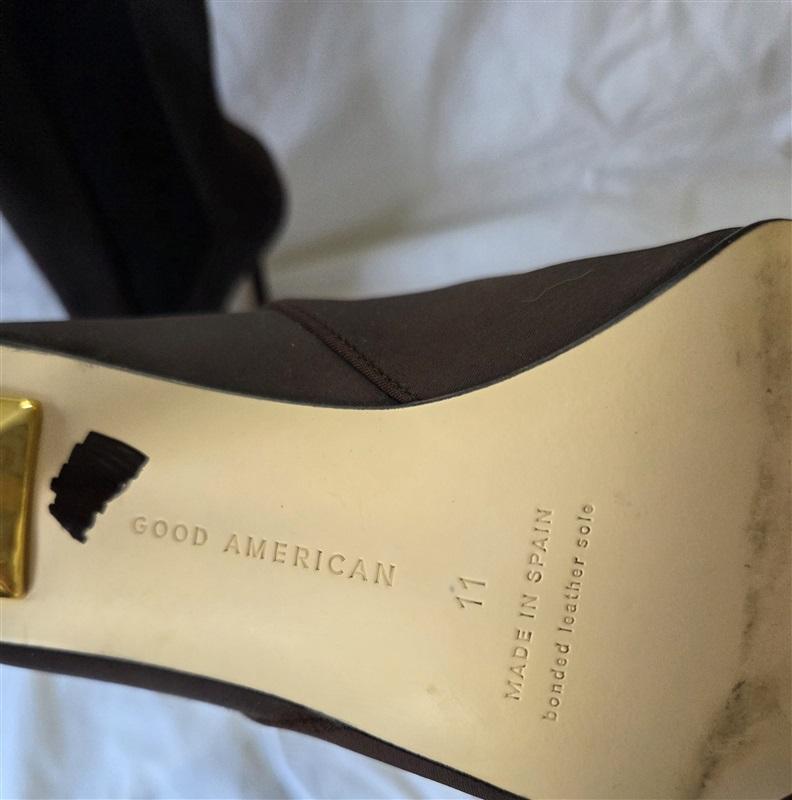 NWOT Good American 11 High Kickstand Bootie Pointed Toe Stiletto Brown 129963